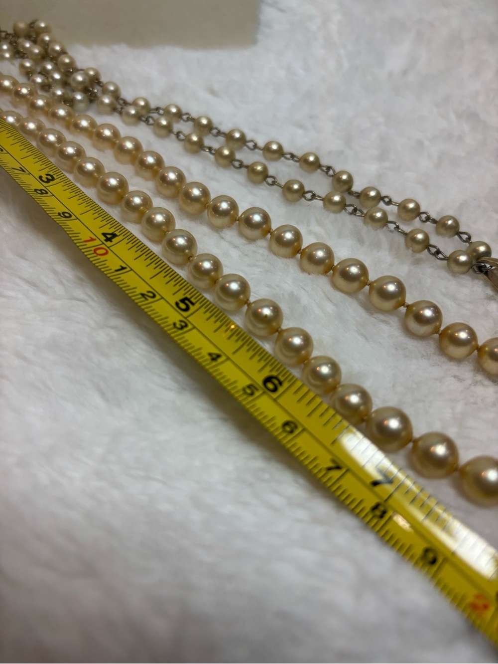 Champagne pearl necklace set incl teardrop Aurora Borealis crystal pendant - Picture 4 of 4